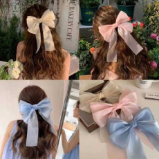 Heavenly Spring Girl Organza 3-Ply King Ribbon Kẹp tóc Pin Pin