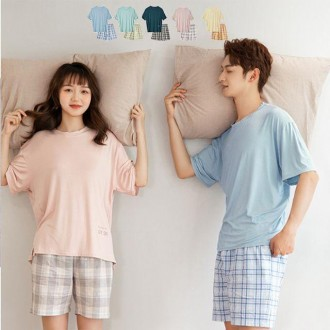 Modal homewear Bộ quần cặp đôi trong nhà quần áo ngắn tay Bộ đồ ngủ dễ mặc uống trông mềm mại đồ ngủ thoải mái