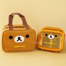 Hộp đựng cơm trưa đôi inox 2 tầng Rilakkuma bag (nâu)