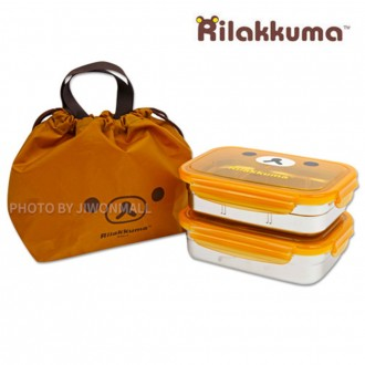 Hộp đựng cơm trưa lớn 2 tầng inox Rilakkuma bag - nâu