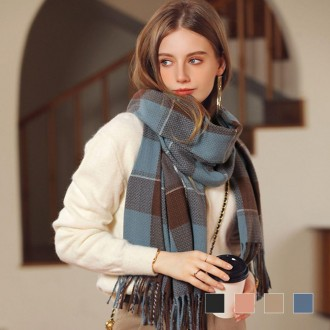 Moenne Tartan Kiểm Tra Khăn Choàng Muffler Đàn Ông Phụ Nữ Phụ Nữ