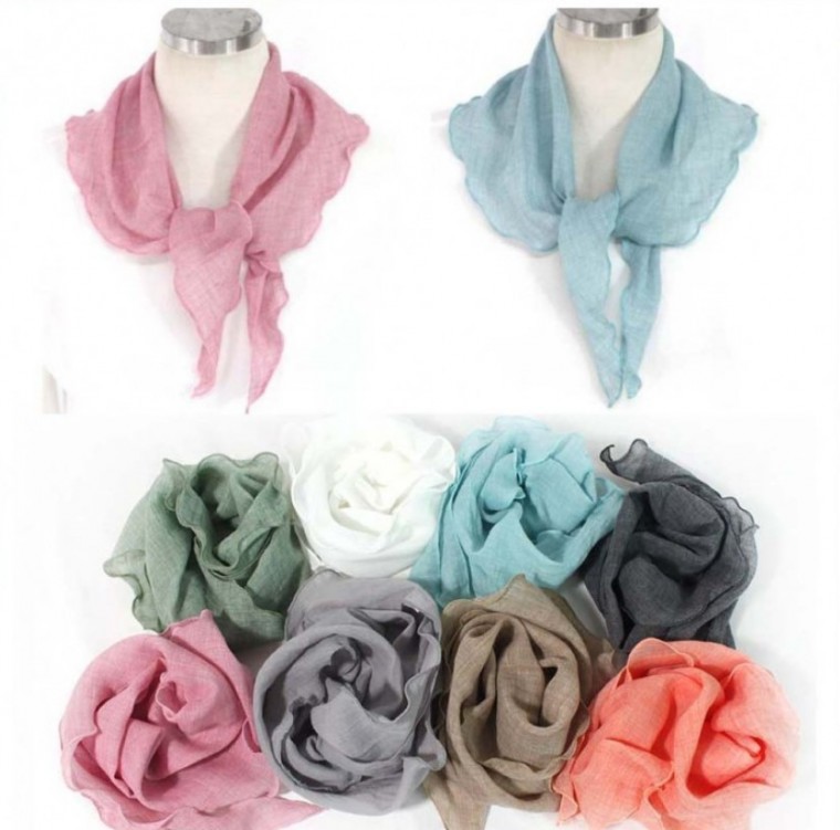 Khăn quàng cổ trong nước hình tam giác trơn nhỏ nhắn mùa hè khăn quàng cổ đơn giản sang trọng cotton cotton