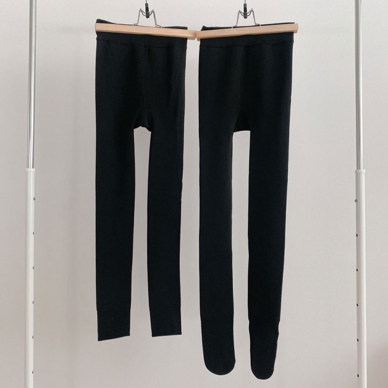 Quần legging lông cừu chải 300g cho làn da giữa mùa đông Yuval đen