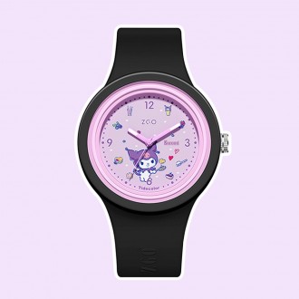 Đồng hồ đeo tay tròn Sanrio Kuromi (Đen Tím)