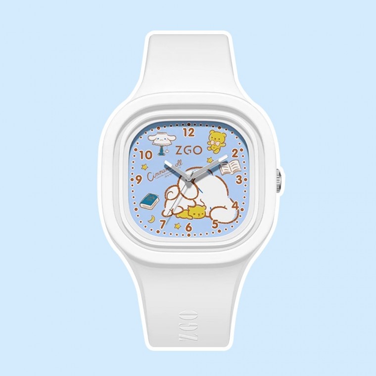 Đồng hồ đeo tay hình vuông Sanrio Cinnamoroll (Trắng)