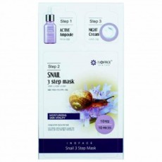 Innoface 3 Step Mask Pack 22ml - 10 tấm ốc sên (gồm ampoule 1.5ml và kem dưỡng ban đêm 2ml)