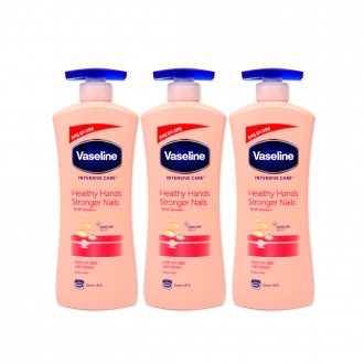 Sữa Dưỡng Thể Vaseline Intensive Care Healthy Hand & Stronger Nail (600ml) - Bộ 3 Sữa Dưỡng Ẩm Body Lotion Aloe Lotion