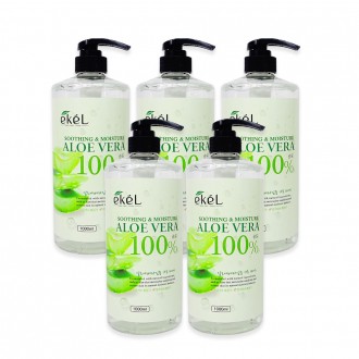 Gel làm dịu da lô hội Ekel (Loại bơm 1000ml) - 5 miếng Purity 100 Dưỡng ẩm Làm dịu da Cung cấp độ ẩm Gel làm dịu da lô hội dung tích lớn