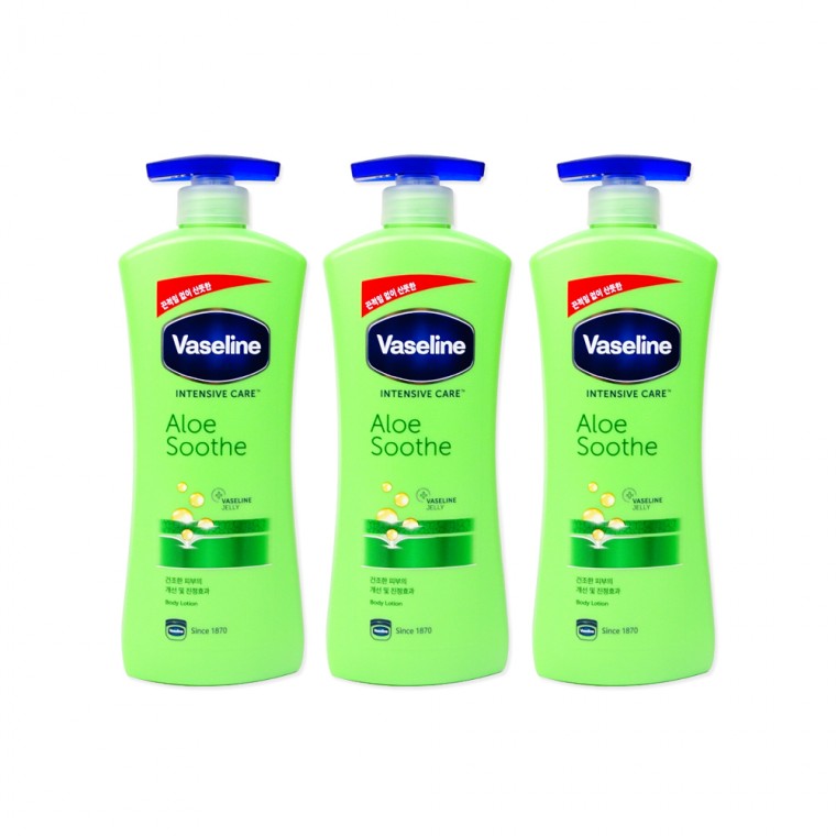 Vaseline Intensive Care Aloe Sud Lotion (600ml) - Sữa dưỡng thể dưỡng ẩm 3 miếng Aloe Lotion