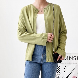 Áo Bé Gái Interseasonal Cardigan Cơ Bản Đồng Bằng Đan Dây Dài Hàng Ngày Thường Ngày Đáng Yêu Xuân Thu Tròn Thời Trang Áo Khoác Ngoài