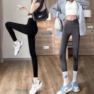 Quần legging co giãn tạo ảo giác chéo mỏng dành cho nữ