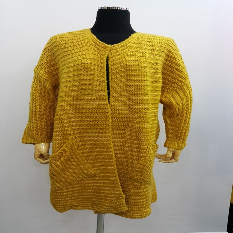 W1704 Áo len cardigan dệt kim dáng dài phong cách mở