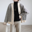 Áo len phối sọc phối màu dáng rộng cho nữ Áo cardigan nữ Áo khoác giao mùa Áo khoác ngoài nữ Box fit cardigan Áo len công sở