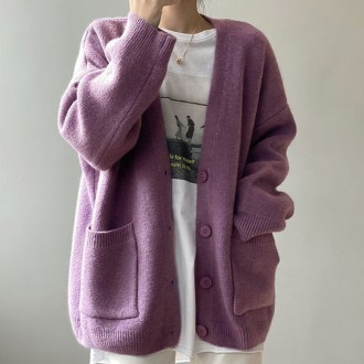 Áo cardigan dệt kim mềm mại cơ bản 6 màu DHH-D57