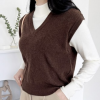 Phụ Nữ Cô Gái Hàng Ngày Đáng Yêu Đan Áo Vest Cổ Chữ V Interseason Cơ Bản Cashmere Phối Phong Cách Thời Trang