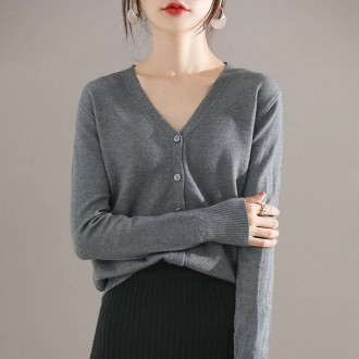 Áo cardigan dệt kim cổ chữ V 6 màu cơ bản LK-G002 cho nữ