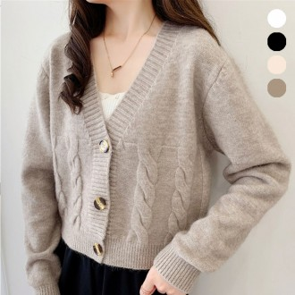 Áo cardigan cổ chữ V xoắn chất liệu dày thiết kế dành cho nữ