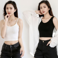 Áo thun crop top chạy dây kiểu dáng cơ bản và gọn gàng dành cho nữ