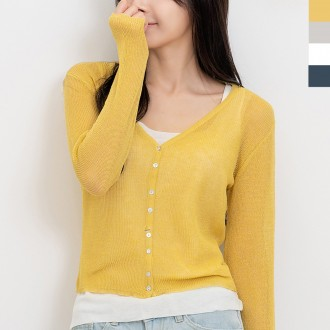 Áo cardigan vải lanh chữ V PKT 1033 dành cho nữ