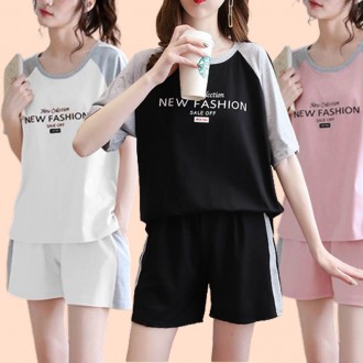 Áo thun ngắn tay thường ngày cho nữ mùa hè Áo thun ngắn tay quần short set trên và dưới thời trang hàng ngày tay ngắn mùa hè xuân thu hè