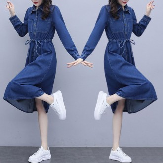 [CESS] 7349 Váy denim quây eo màu xanh đậm