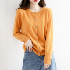 Eunchang] Áo cardigan dệt kim phẳng cơ bản xuân hè thu đông áo khoác ngoài áo liền quần áo liền quần có mũ trùm đầu của phụ nữ áo khoác dáng rộng có nút trơn