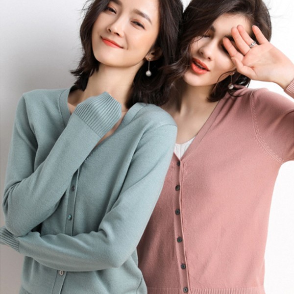 Khăn choàng cardigan cổ chữ V mùa thu LK-G002