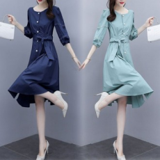 [CESS] 6072 Váy cotton thắt lưng tay ba 2 màu