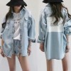 F26171 Trở lại thư vá cổ điển denim áo khoác denim áo khoác ngoài lĩnh vực denim