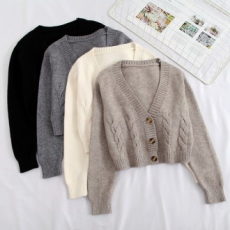 Áo cardigan dệt kim cổ chữ V xoắn DHH-B72