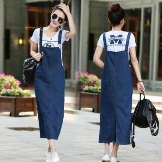 Váy denim dài có dây đeo Jincheon DHH-B45