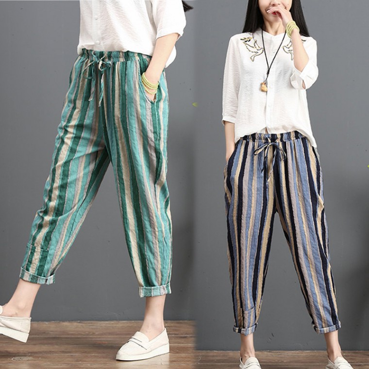 [CESS] 1886 Quần dài sọc cotton mỏng, 2 màu