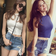 Áo ba lỗ crop top không tay có tay áo kiểu dáng ôm vừa vặn