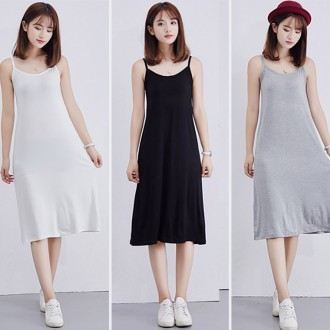 Áo tank top một mảnh không tay dáng dài trượt dài cơ bản nghỉ dưỡng mùa hè