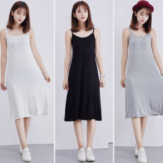 Áo tank top một mảnh không tay dáng dài trượt dài cơ bản nghỉ dưỡng mùa hè