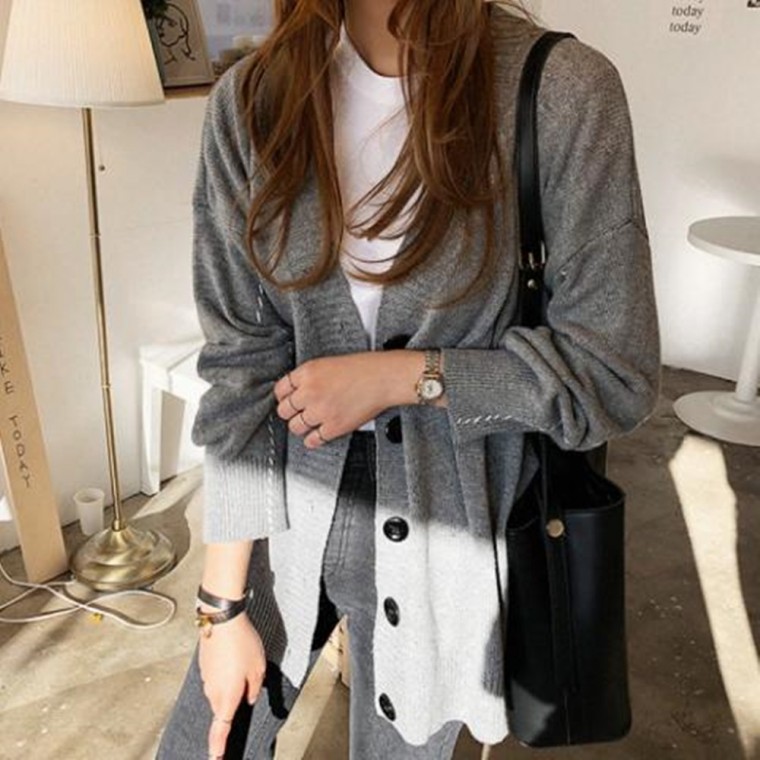 G93600/Áo cardigan dáng rộng tay áo/Có sẵn size lớn