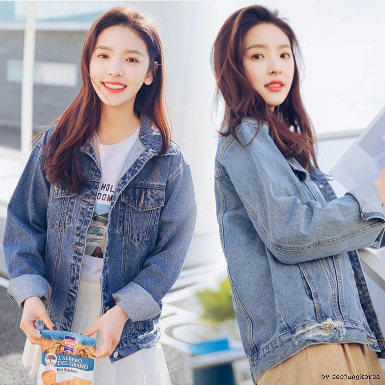 Áo khoác denim nữ Áo khoác denim Quần áo nữ Áo khoác Jumper Overfit