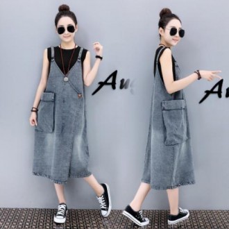 F11962/Váy denim cắt ngắn có túi bên hông/áo liền quần jeong