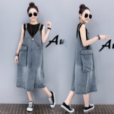 F11962/Váy denim cắt ngắn có túi bên hông/áo liền quần jeong