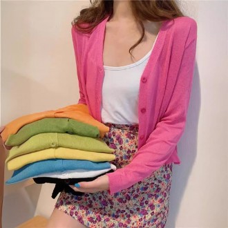 Siêu khuyến mãi Romi Holly mùa hè mỏng màu băng đan cardigan SH718