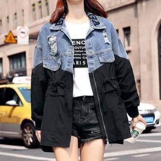 Nữ Xuân Thu Áo Denim Jumper Jumper Đen Nữ Mùa Xuân Interseason Kia Uter Spring Jumper Spring Jumper Interseasonal