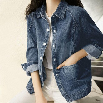 Áo khoác nữ mùa xuân, mùa thu hàng ngày Áo khoác denim thông thường Áo khoác denim phối hợp Denim nữ Giặt mùa xuân nữ Denim nữ