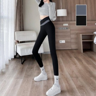 Quần legging slim 9/4 kết hợp màu sắc chéo tập yoga pilates trang phục thể thao mặc hàng ngày