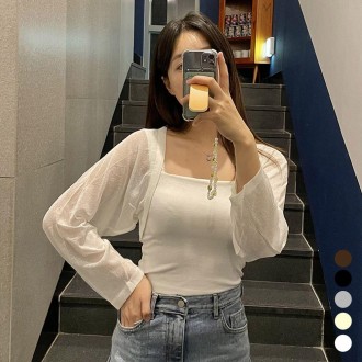 Áo cardigan bolero crop xuyên thấu mùa thu dành cho nữ