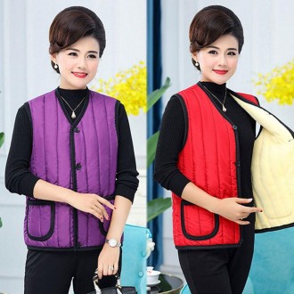 Cơ bản trơn hoa văn bà trung niên lông vest chải thu đông thời tiết lạnh mẹ kim chi