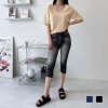 Trala denim ba phần tư xà cạp boo legging quần skinny in hình mùa hè