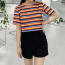 Áo thun sọc ngắn tay crop top Áo thun bụng