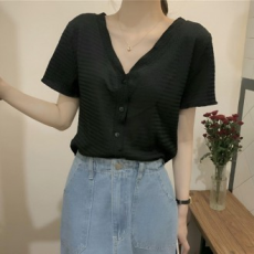 Áo cardigan cổ chữ V, nhăn, ngắn tay hàng ngày JC-Quần áo nữ, quần áo mùa xuân, quần áo mùa hè, quần áo mùa thu, đồ hẹn hò, đồ đi chơi