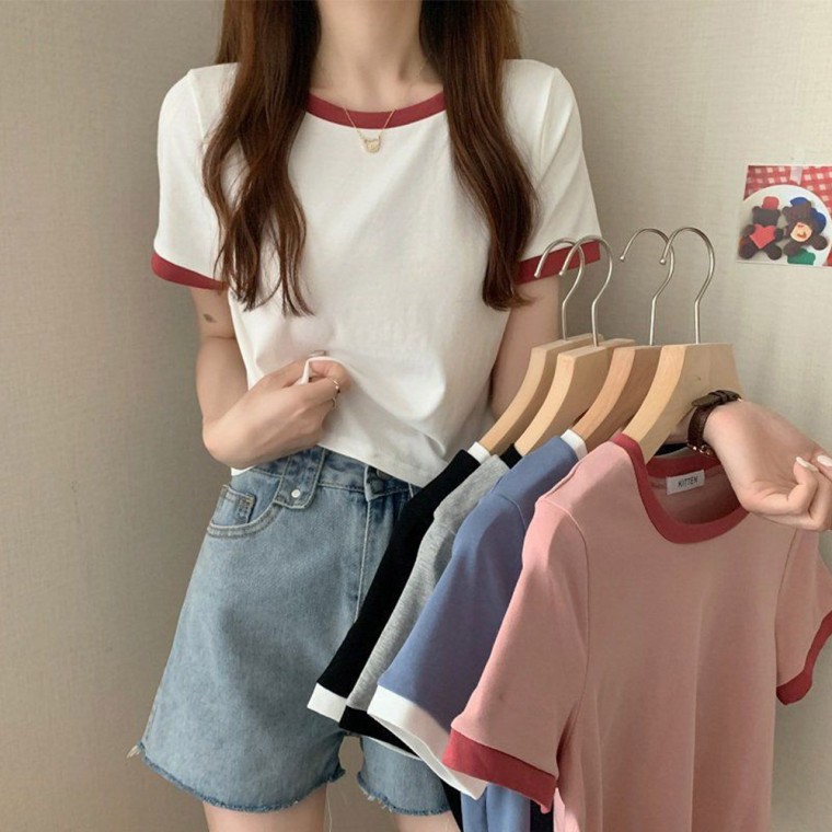 Áo thun crop top phối màu LM-0416