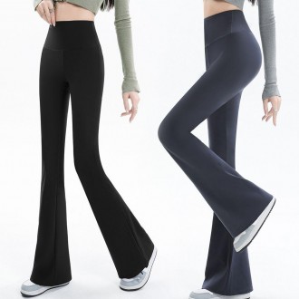 Quần đáy chuông nữ cạp cao bootcut vải thun một lỗ quần legging quần bó tập yoga